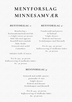 Menyforslag minnesamvær