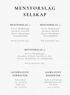 Menyforslag selskap