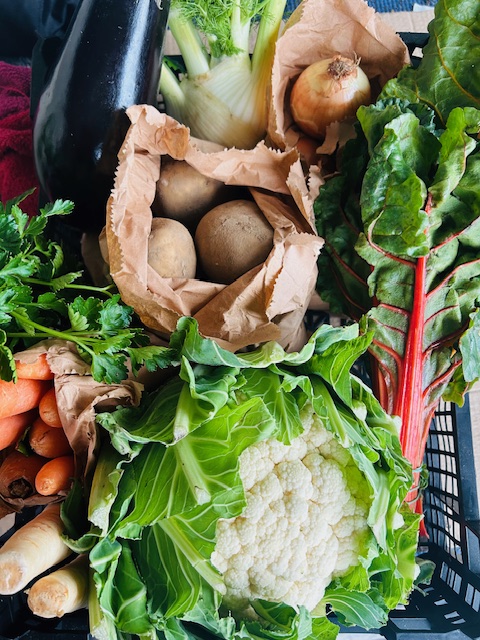 Veg box contents Padswood Farm