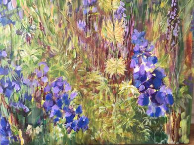 Blue Flowers  (acrylic on canvas)  50cm x 40cm