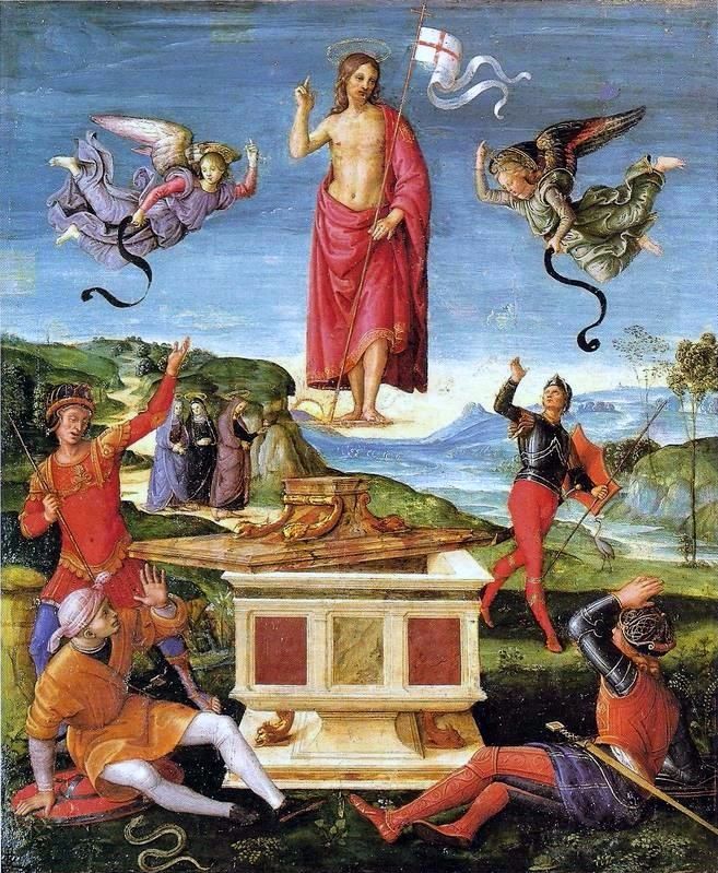 Rappresentazione della Risurrezione di gesù ad opera di Raffaello Sanzio