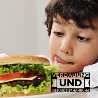 Boy on temptation with burger