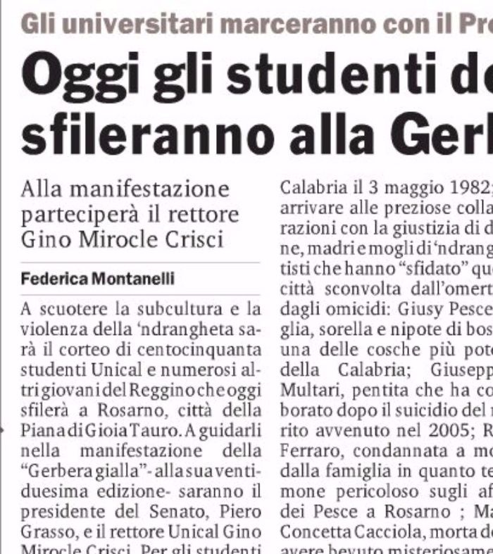 Gazzetta del Sud, pagina 29, PdR a Rosarno.