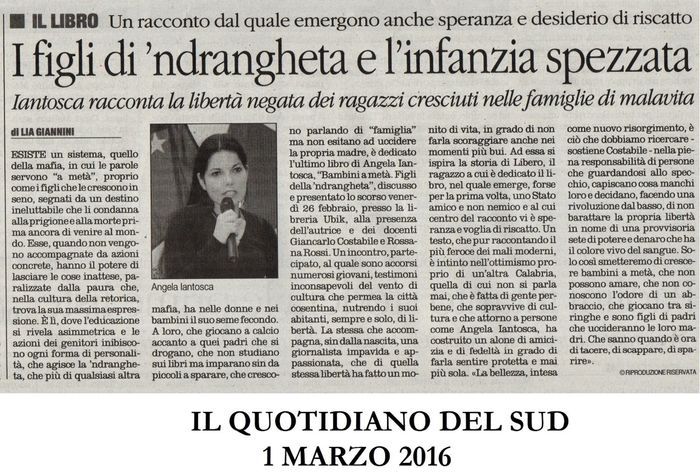 Il Quotidiano del Sud racconta la presentazione del libro di Angela Iantosca alla Ubik, organizzata da Pedagogia della R-Esistenza.