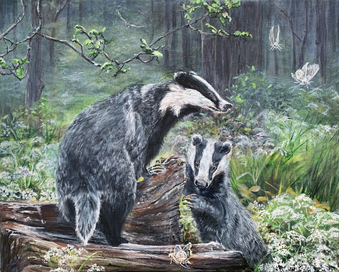 Badgers at dusk