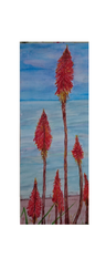 Red hot ocean watercolour on canvas