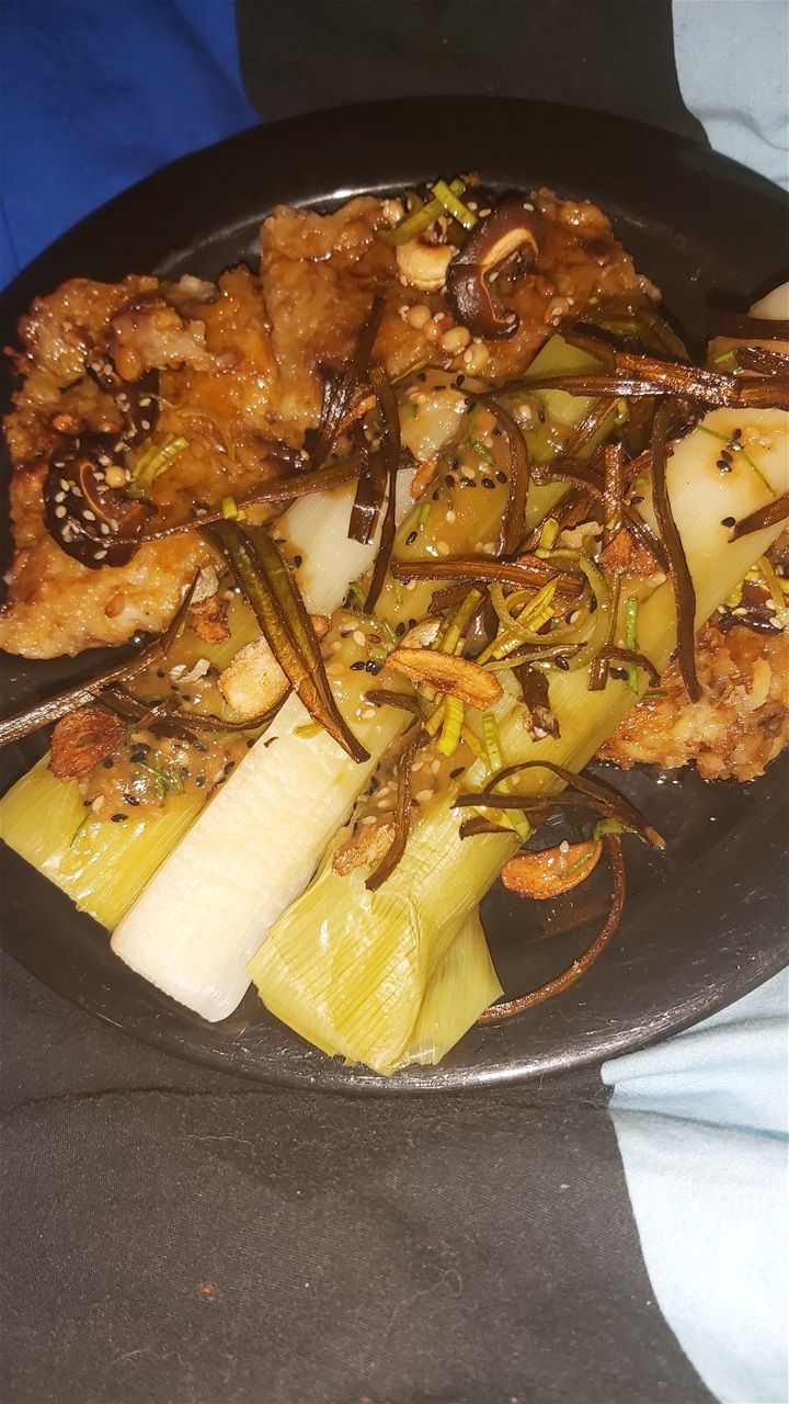 Turnip cake with Miso leeks