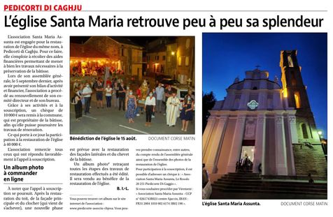 Article Corse Matin 20/09/2020