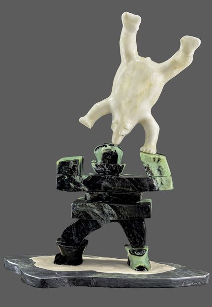 EQUILIBRIUM  (nordic balance )
                  Exposed at the Louvre 2016
                                     par  *  by
                          Eugene jankowski  
          Steatite n alabaster  50x25x20cm     N$