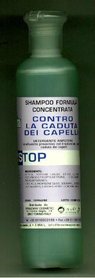   SHAMPOO CONTRO LA CADUTA DEI CAPELLI
€.6,50

ACQUA, SODIUM LAURIL ETHER SULFATE,

 COCAMIDOPROPYL BETAINE. COCAMIDE,

 POLYQUATEMIUM10,

 

CITRC ACID, PROPYLENE GLICO, SODIUM CL,

SUCROSE MONOLAURATE,

5 BROM 5 NITRO 1,3 DIOXAN, PARFUM.

LO SHAMPOO TRICOSTOP PER CAPELLI

NORMALI E’ STATO FORMULATO PER ESALTARE L’EFFETTO

BENEFICO DEI TRATTAMENTI  TRICOSTOP LOZIONE

ANTICADUTA. LA SUA CARATTERISTICA DI DETERGENZA

ANFOTERO GARANTISCE IL RINVIGORIMENTO DEI

CAPELLI ANCHE SOLO  NELLA FASE DI LAVAGGIO.

FAVORISCE LA PENETRAZIONE DI EVENTUALI LOZIONI

COSMETICHE  TRICOSTOP  ALLA CADUTA DEI CAPELLI.

Broadway cosmetic  s.a.s.

via  Rivette n°20,  cap.10073  Ciriè, fraz. Devesi Torino (Italy)

Tel.+390115369042.Tel.+390115505215.Fax.+3901109652027.