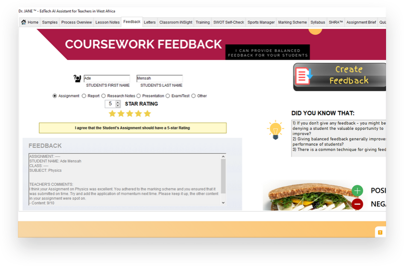 Coursework Feedback - Dr. Jane - EdTech AI Assistant