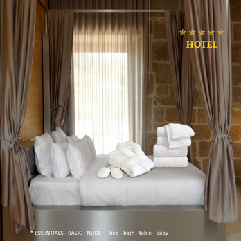Hotel bed and bath linen made to last with intensive use.
