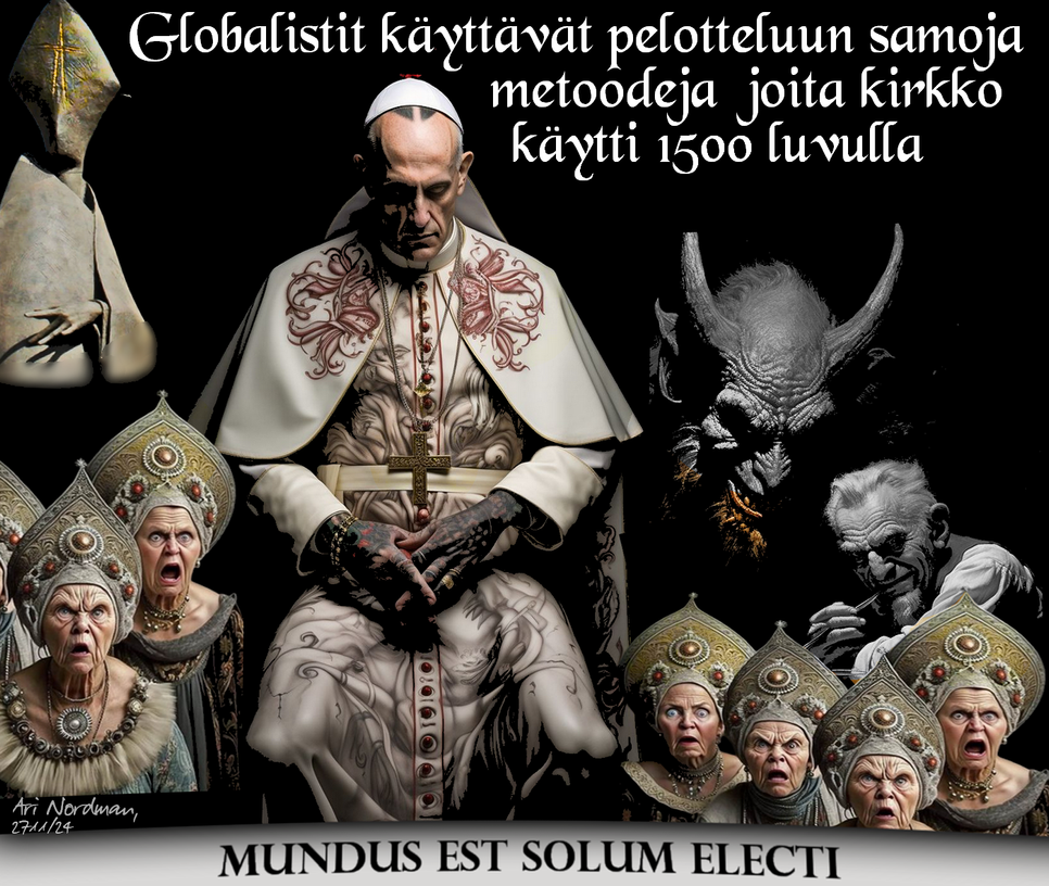 Sairas maailma, Salaliitto, Maailmanjärjestys, Globalisti, Paavi, Uhrilammas, Rovio