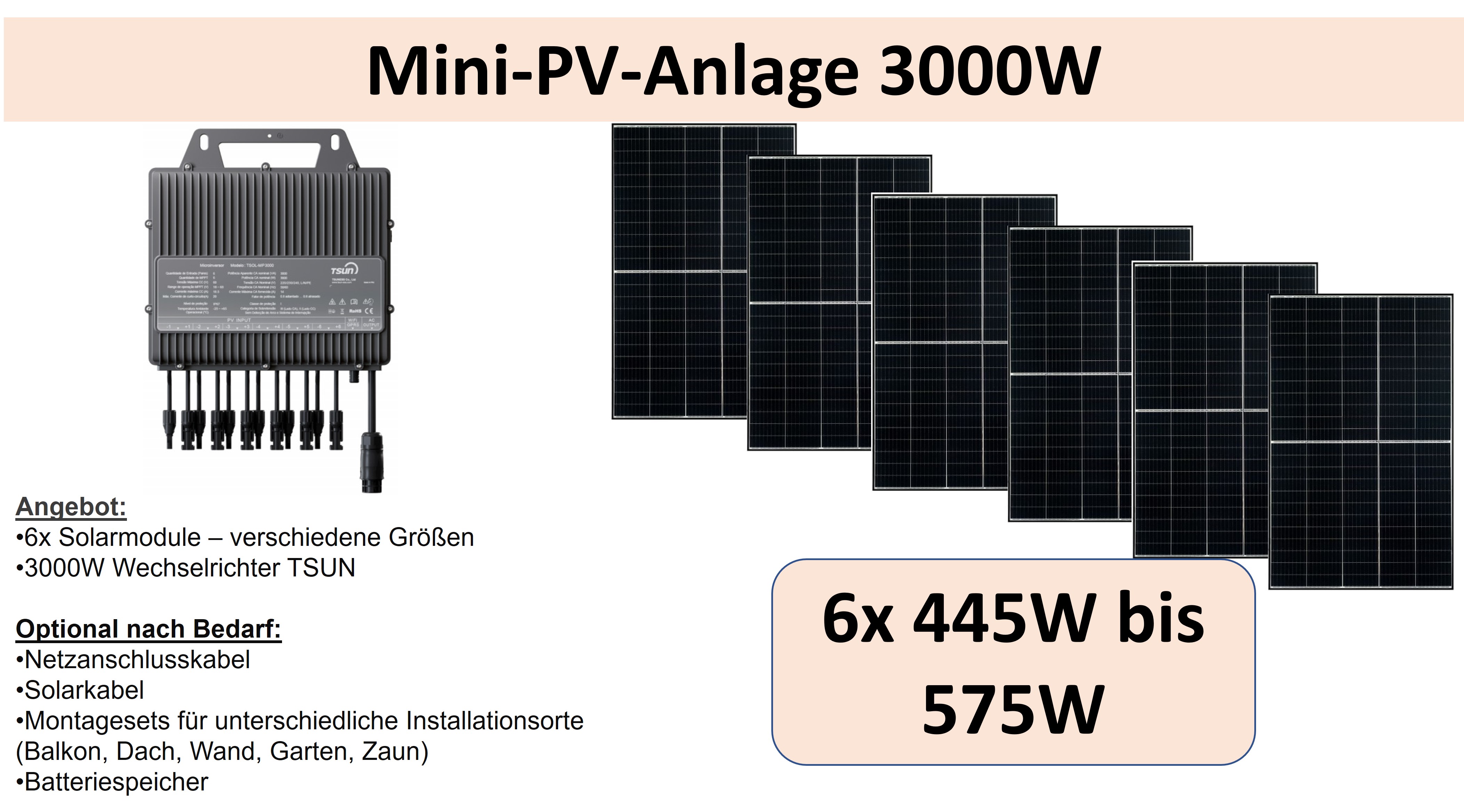 Mini PV Anlage 3000W