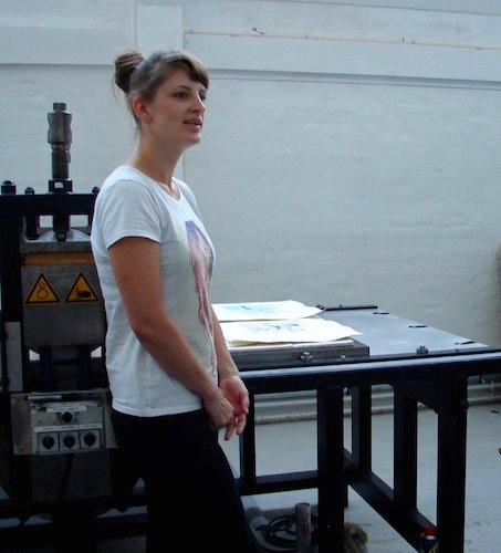 Ditte Ejlerskov in the print studio at Printer's Proof