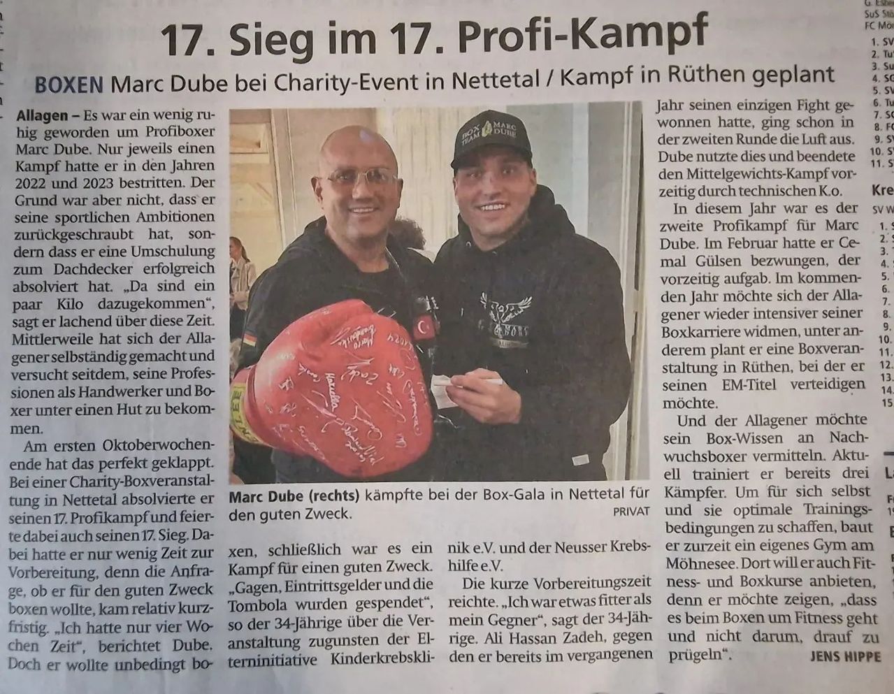 Marc Dube Profiboxer Kreis Soest