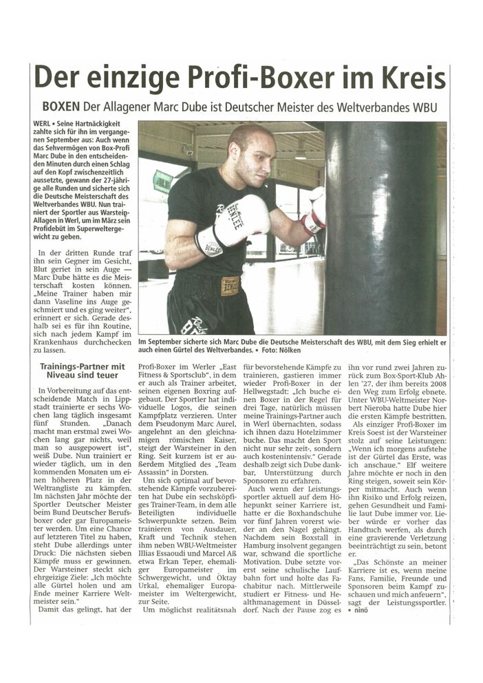 Marc Dube Profiboxer Kreis Soest