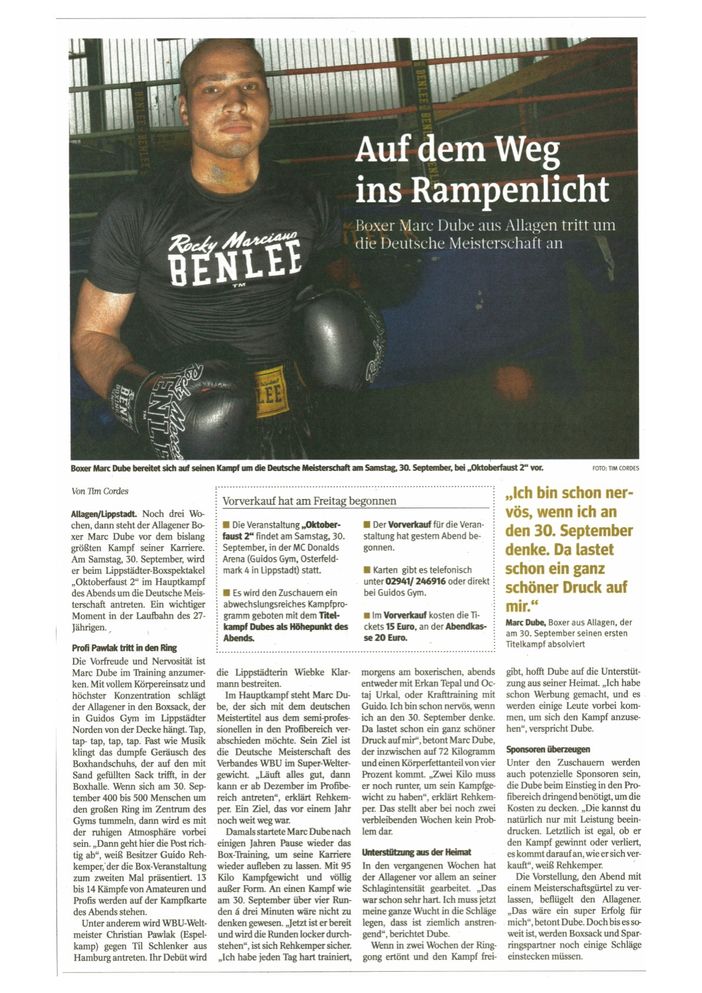 Marc Dube Profiboxer Kreis Soest