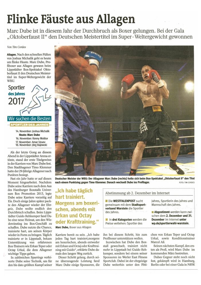 Marc Dube Profiboxer Kreis Soest