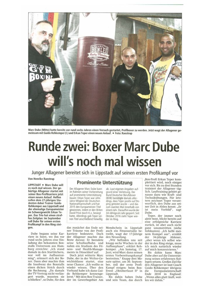 Marc Dube Profiboxer Kreis Soest