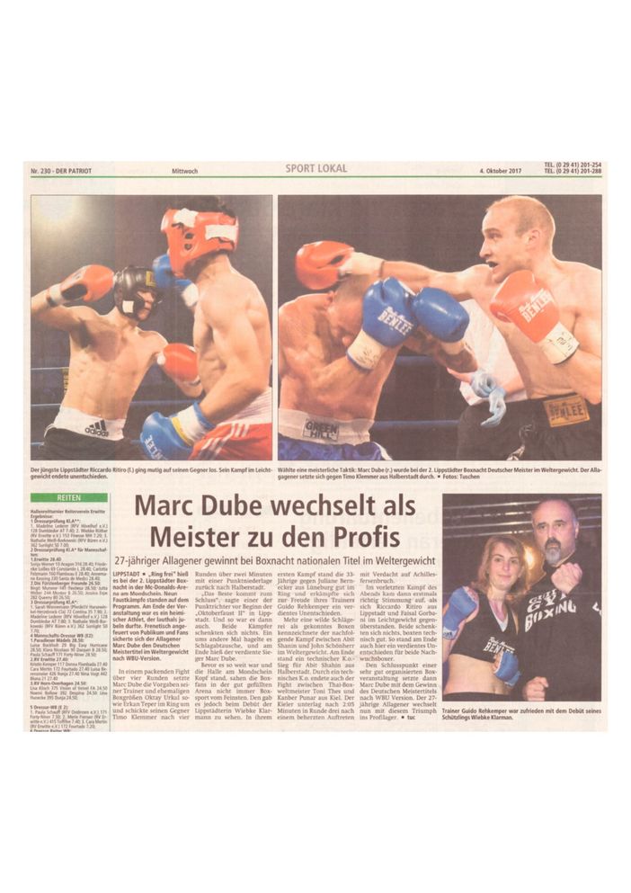 Marc Dube Profiboxer Kreis Soest