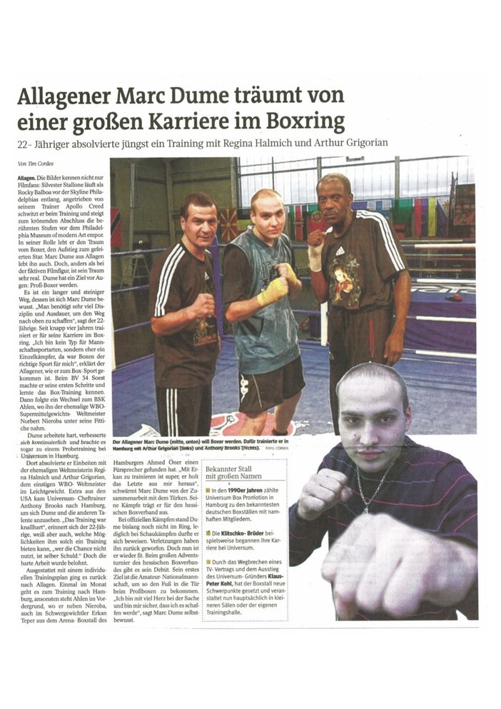 Marc Dube Profiboxer Kreis Soest