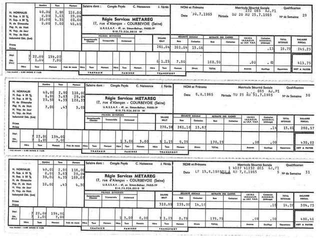 Bulletin de salaire pour un CDD pendant les congés chez METAREG
( Société très connue depuis l'année 1962)
Le salaire mensuel versé à ce VZ correspond environ à 2500 € .... mais il faut regarder le nombre d'heures effectuées !!