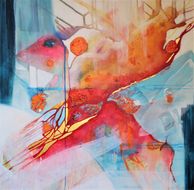 Q´ente Atelje Eva Wiren  INSU-LINA  gör jobbet akryl 80x80 cm 2019