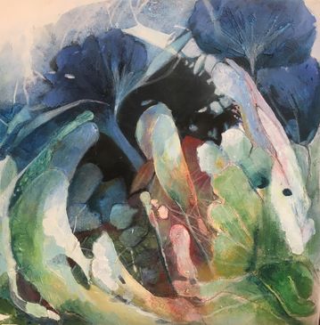 Q´ente Atelje Eva Wiren BLOMSTERLANDET 40x40 akryl 2018
