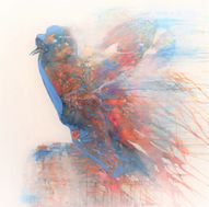 Q´ente Atelje Eva Wiren FRI SOM FÅGELN akryl 100x100 2019