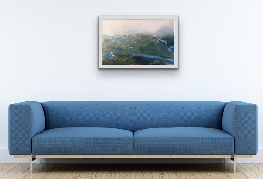 Q´ente Atelje Eva Wiren JOTUNHEIMEN 44x72 olja 2018 på vägg