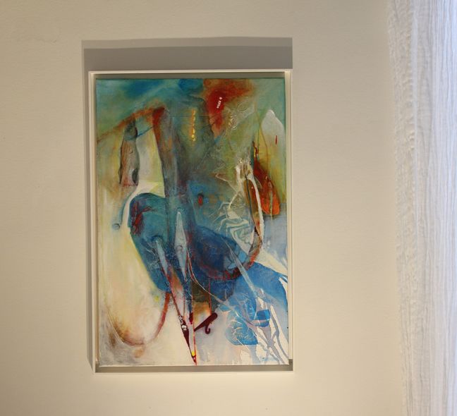 Q´ente Atelje Eva Wiren SAGITTARIUS akryl 45x68 2019. på vägg vänd