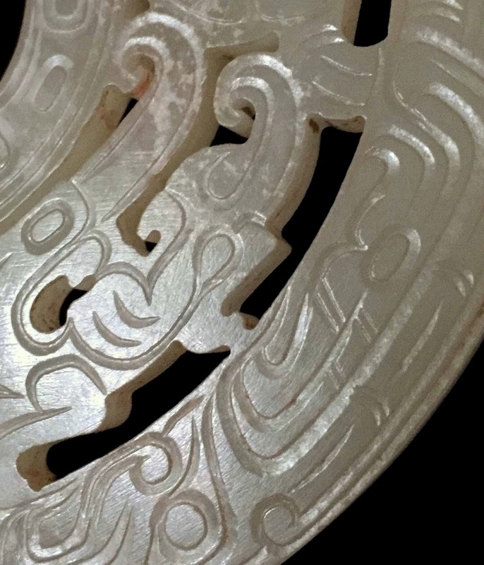 旧家蔵出『漢 和田玉 高古玉彫り 九龍紋合璧』古美術品 骨董