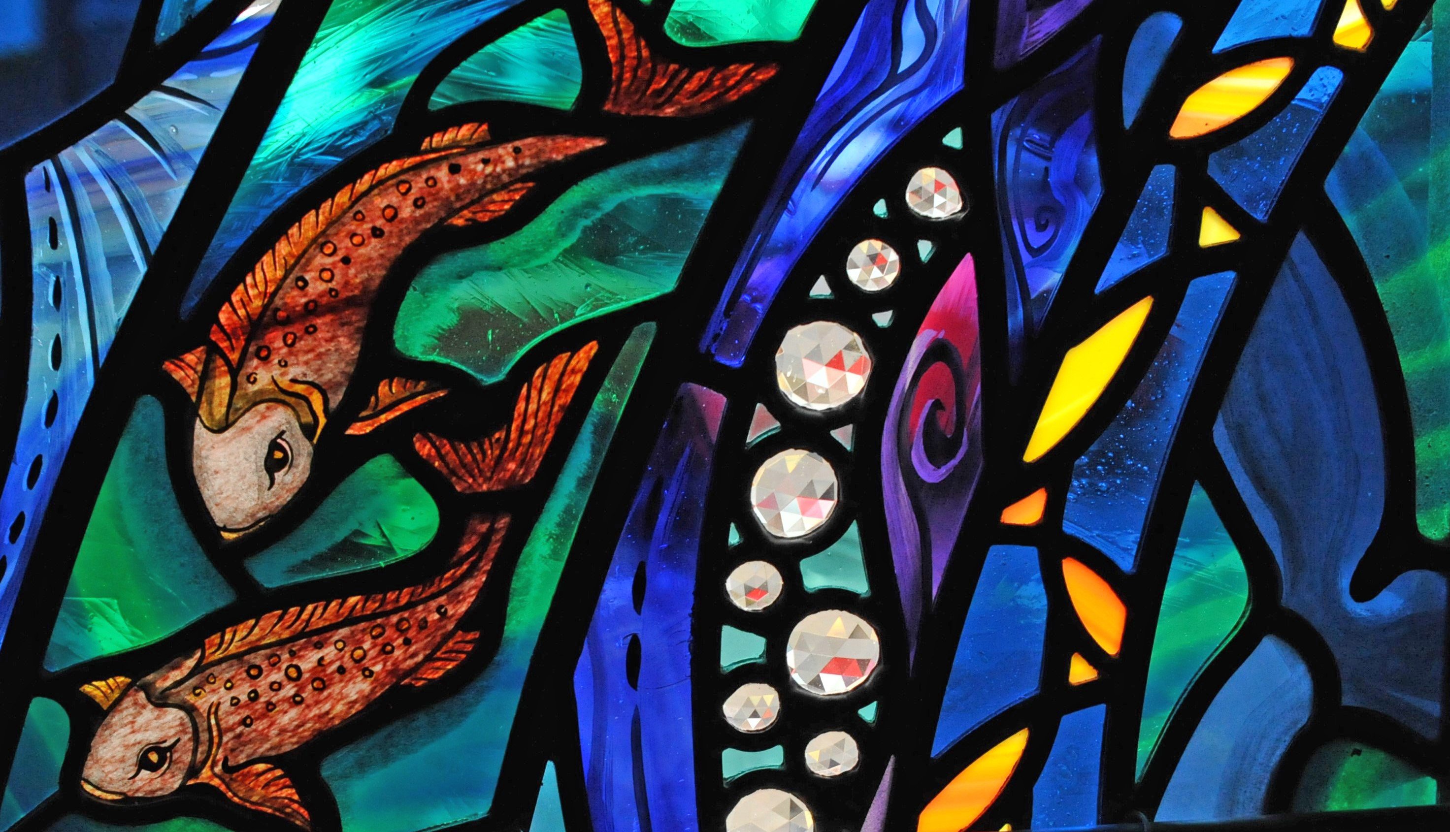 Stained glass window Cumnock old church by Moira Malcolm RGS
