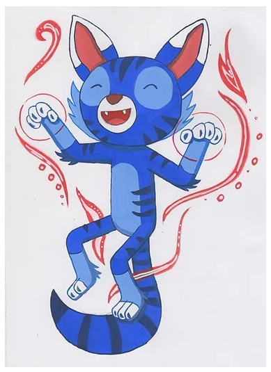 cat illustration created in pen and ink