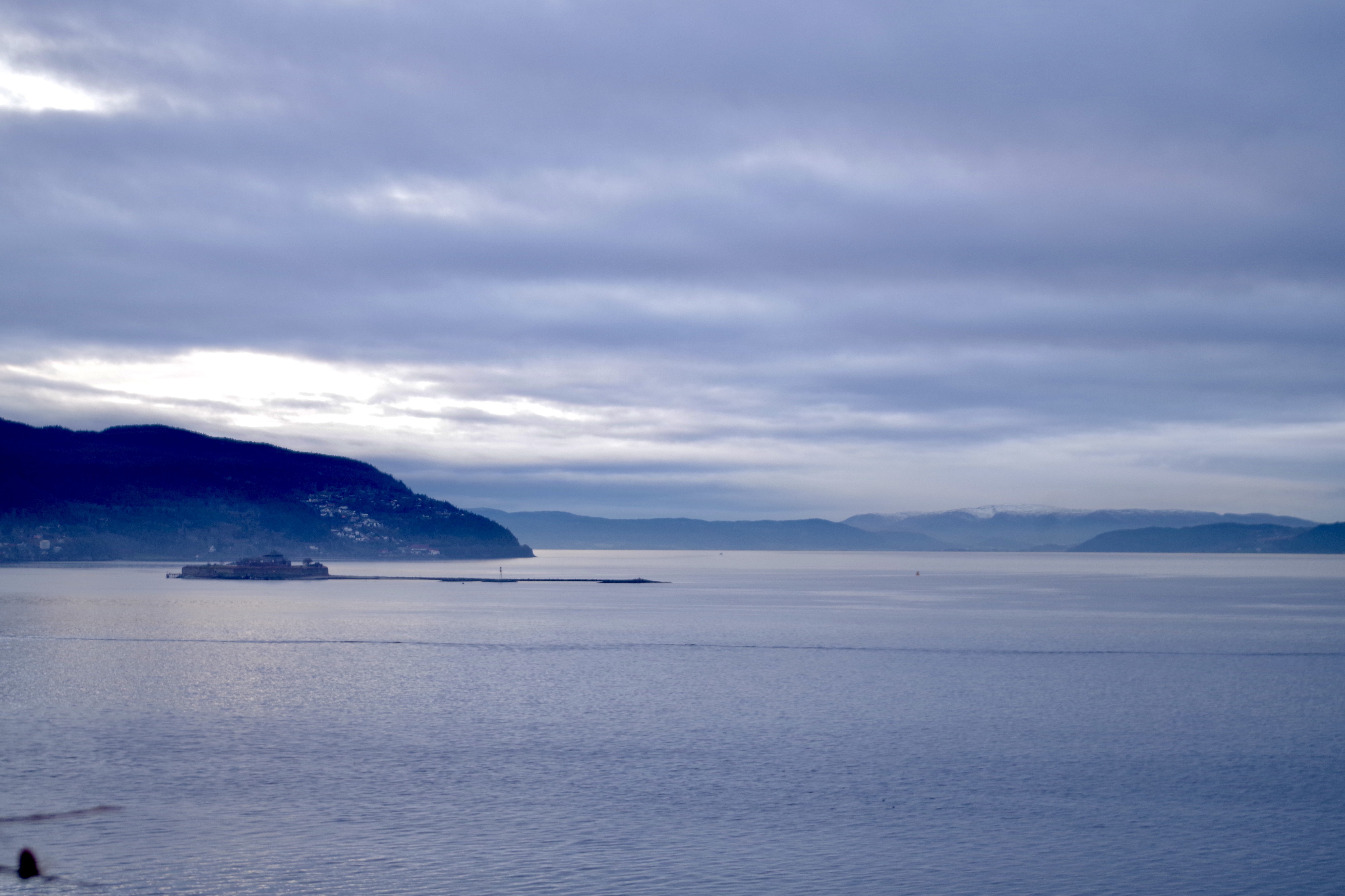 Trondheim Fjord and Munkholmen at dusk