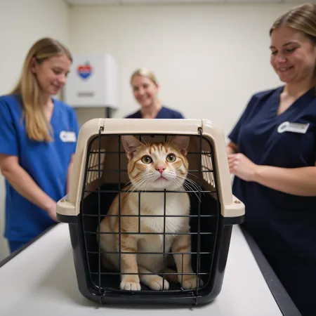 Health check of a cat in the vet
