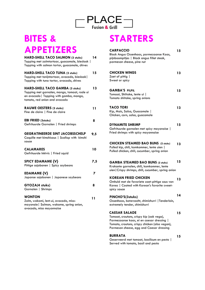 Place Menu