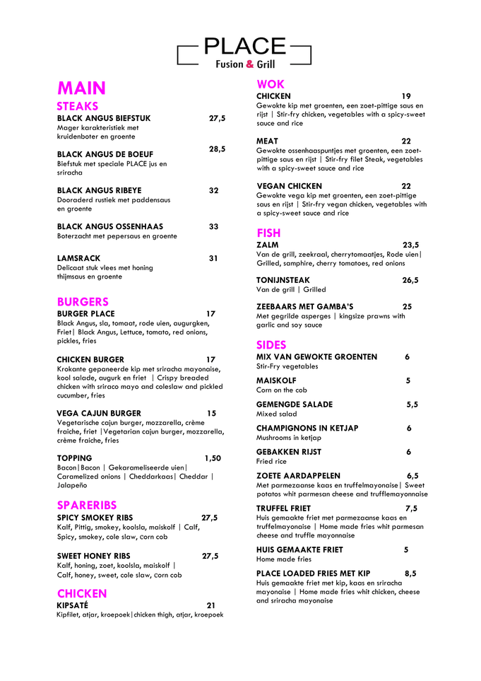 Place Menu