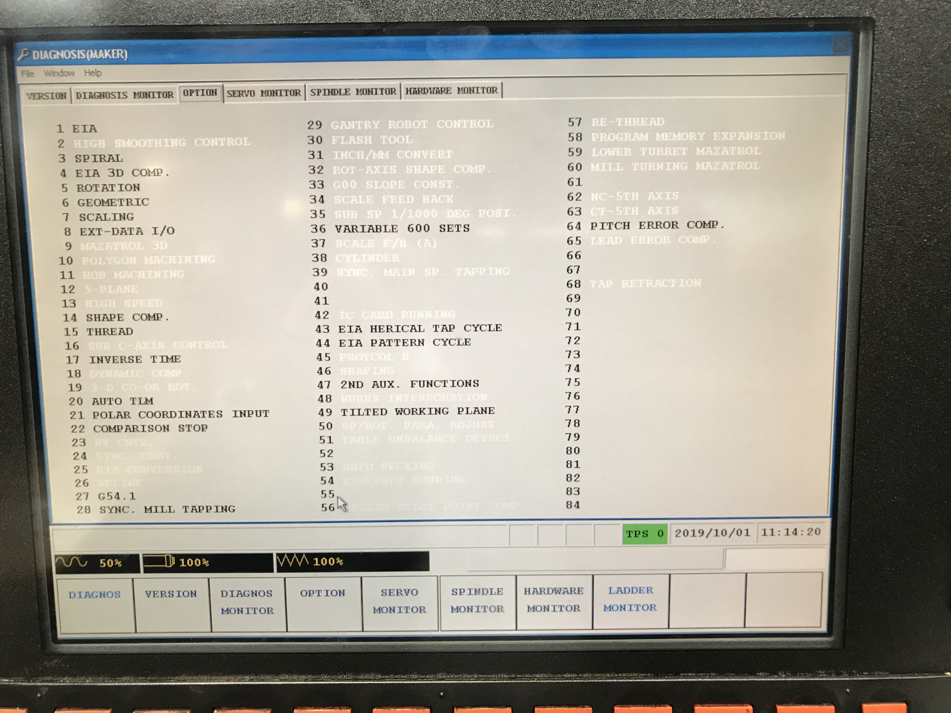 VCN 510C II Option list