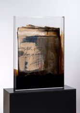 Faltung_Bitumen Nr. 13 - Öl auf Leinwand : Bitumen in Plexiglasbox - 