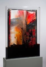 Faltung_Bitumen Nr. 16 - Öl auf Leinwand : Bitumen in Plexiglasbox - 