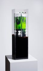 Faltung_Bitumen Nr. 28 - Öl auf Leinwand : Bitumen in Plexiglasbox - 