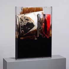 Faltung_Bitumen Nr. 4 - Öl auf Leinwand : Bitumen in Plexiglasbox - 8