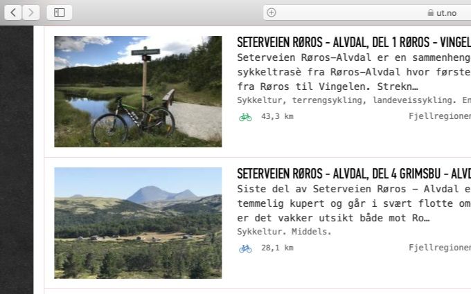 Alle de fire delstrekningene av Seterveien Røros-Alvdal er nå lagt ut på Ut.no