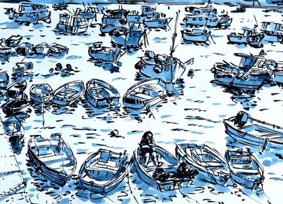 A Huddle of Boats st ives harbour cornwall rob macgillivray