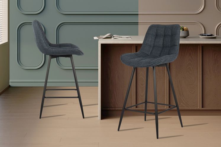 Counterstoel Ariba stof beige donkerblauw