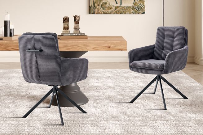 Draaibare stoel Luna Corduroy grijs