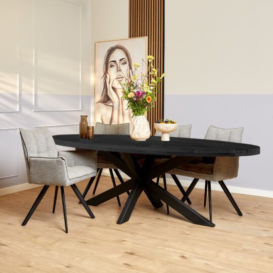 Eettafel Denver black 210 cm ovaal