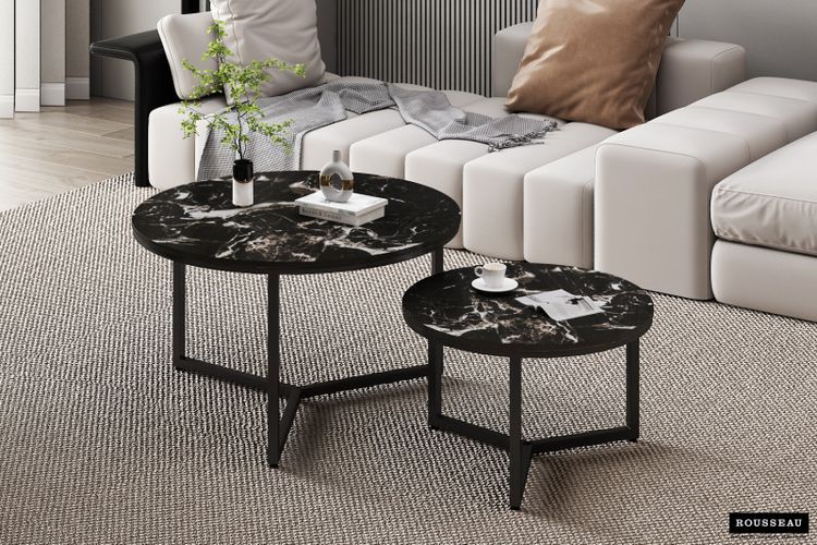 Salontafel Ravenna Steen marmerlook zwart